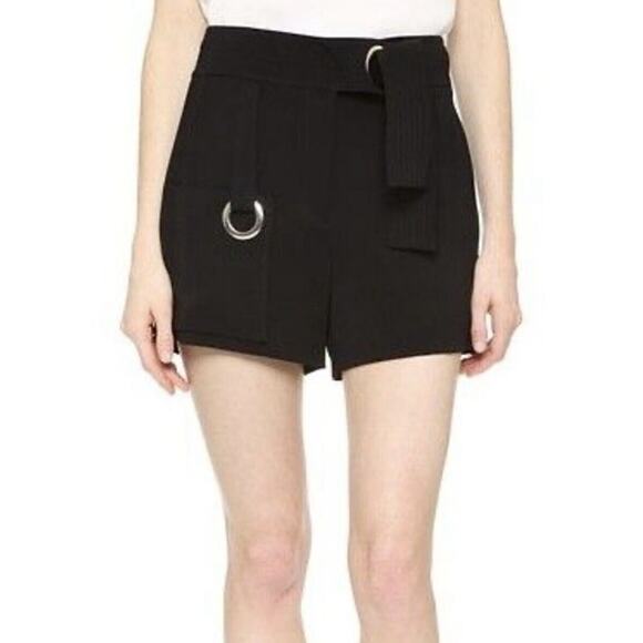 A.L.C. ALC Black Shorts Lucile Womens Size 2 Viscose Belted High Rise Inseam 3” - Picture 1 of 6
